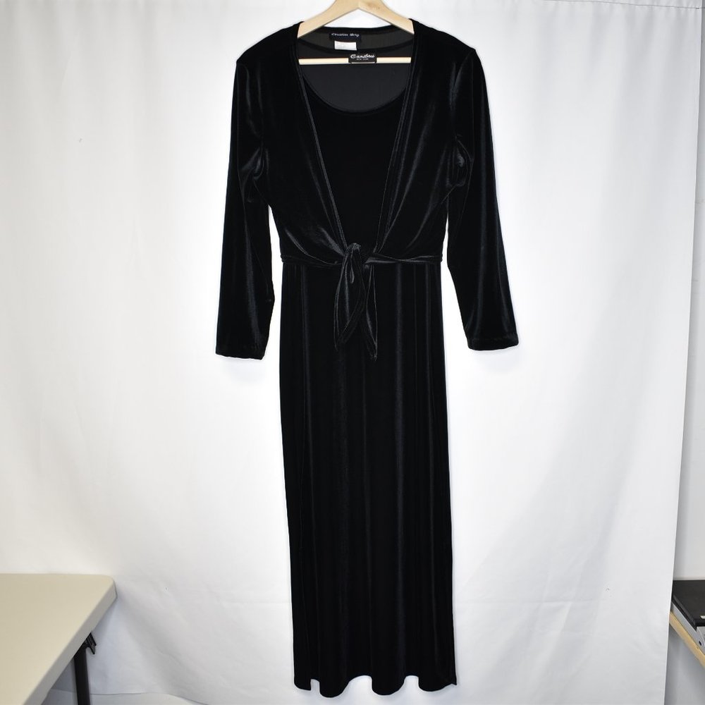 Vintage Y2K Women's Dress Cropped Cardigan Set Velvet Shift Maxi Goth